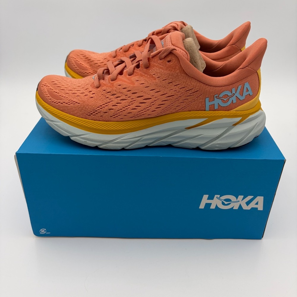 Hoka One One Clifton 8 Womens Size 6.5B Orange Running Shoes Sneakers